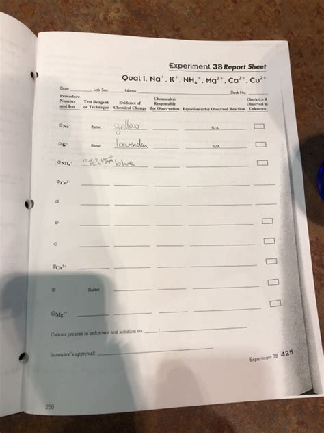 experiment 38 report sheet