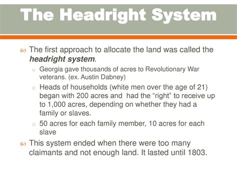 explain the headright system