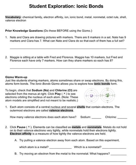 explore learning ionic bonds answers Doc