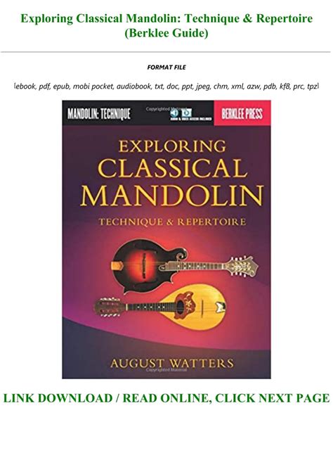 exploring classical mandolin technique and repertoire berklee guide Epub