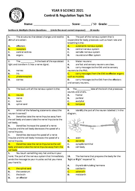 exploring science test papers year 9 Doc