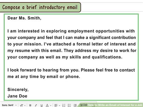 express interest in a job email