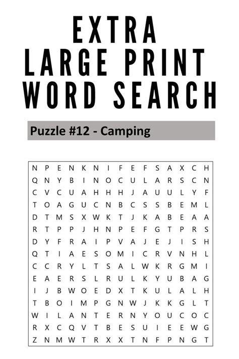 extra large print word search PDF