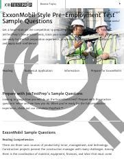 exxonmobil pre employment test questions Reader