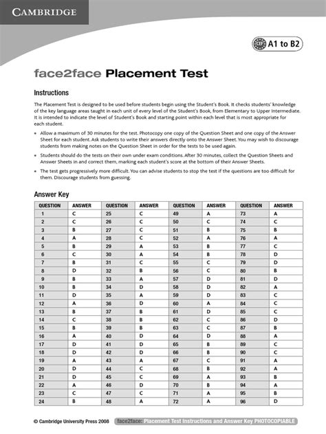 face2face placement test a1 to b2 Ebook Doc
