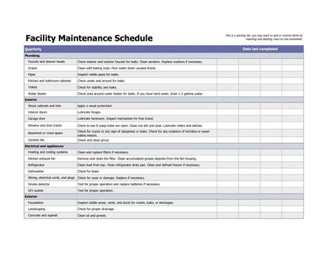 facility maintenance plan example Reader