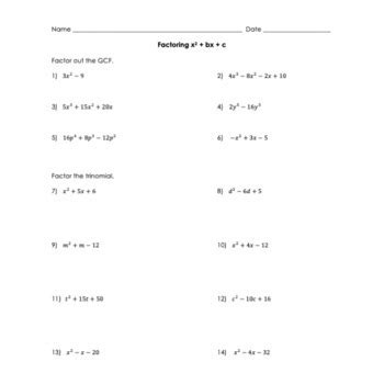 factoring x2 bx c answers Reader