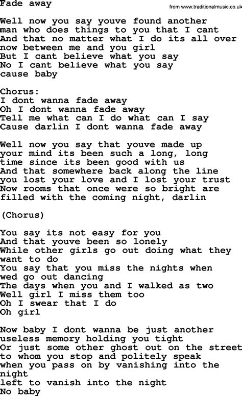 Fade Away Lyrics