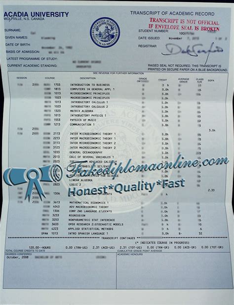 fake academic transcript