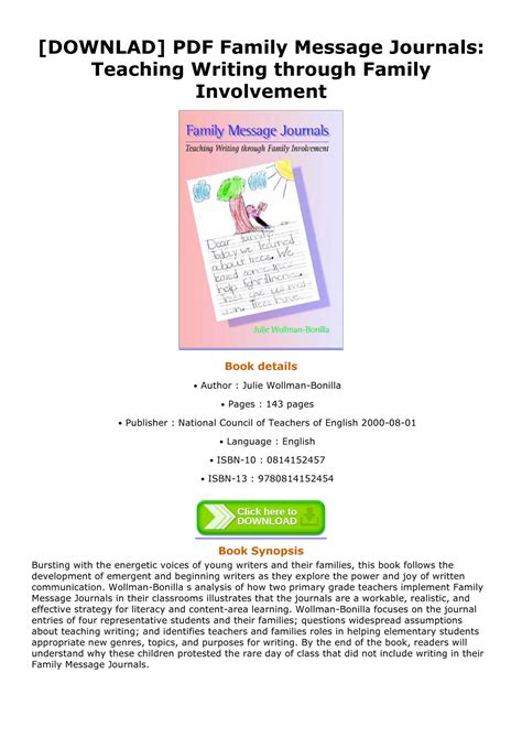 family message journals teaching writing through family involvement Epub