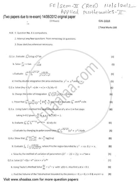 fe applied mathematics 2 old question paper Epub