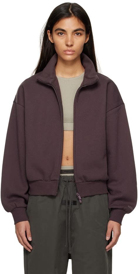 fear of god essentials kids purple full zip jacket