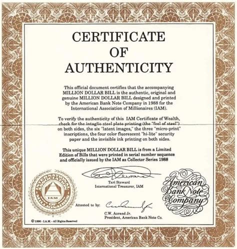 federal coin fund certificate of authenticity