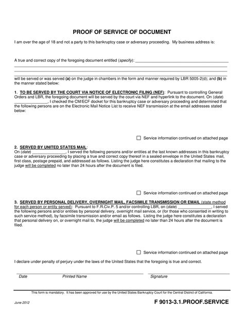 federal proof of service form pdf PDF