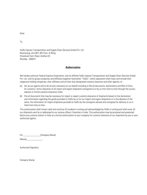 fedex kyc declaration letter