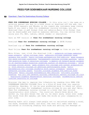 fees for soekmekaar nursing college pdf Epub
