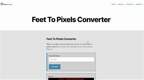 feet to pixels converter