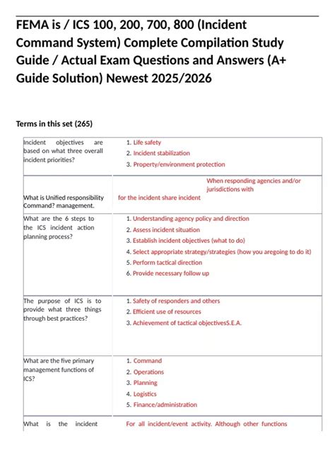 fema ics 800 study guide PDF