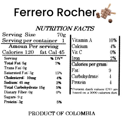 ferrero rocher nutrition info