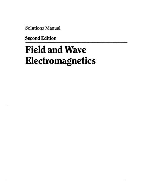 field and wave electromagnetics 2nd edition solution manual pdf Epub