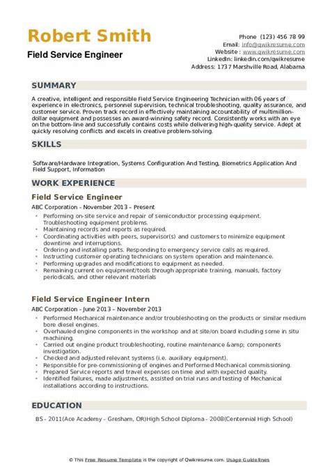 field service engineer resume examples Doc