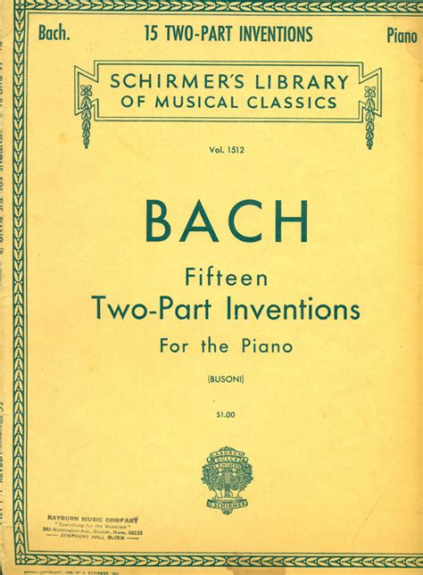 fifteen two part inventions for the piano vol 1512 Doc