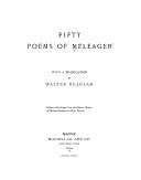 fifty poems meleager walter headlam Kindle Editon