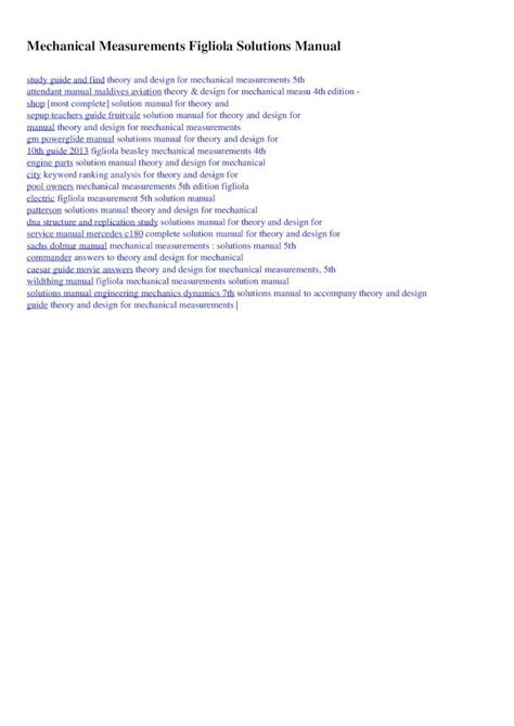 figliola mechanical measurements solution manual 5th edition Kindle Editon