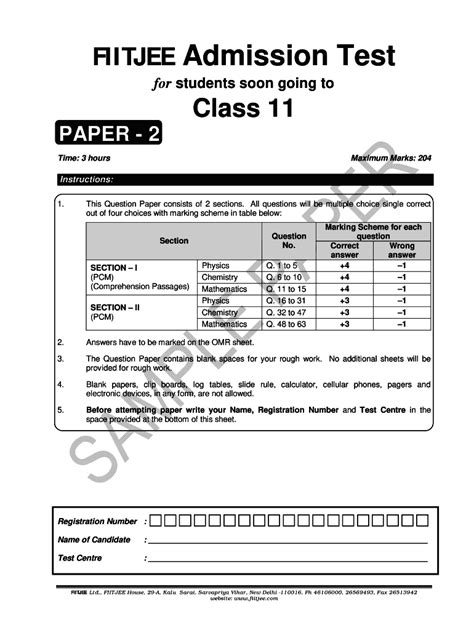 fiitjee sample papers for admission test 2013 Reader