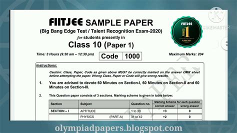 fiitjee sample papers for class 10 free download Reader