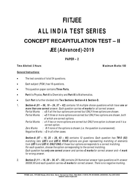 fiitjee test series papers Epub