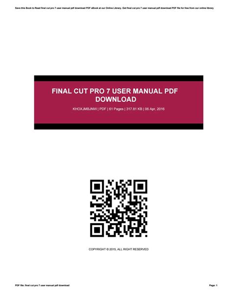 final cut pro 7 manual pdf Kindle Editon