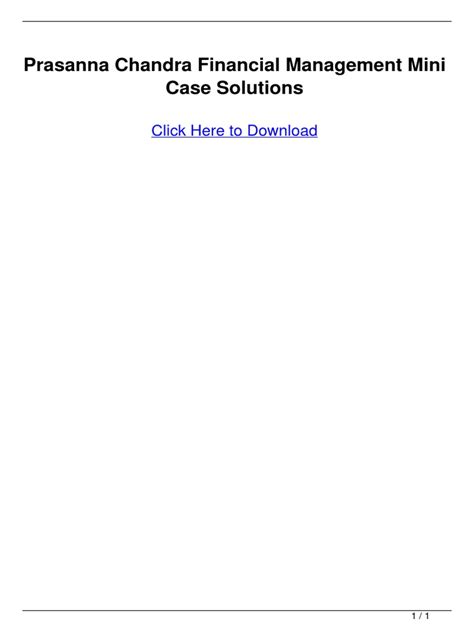 financial management mini case solutions PDF