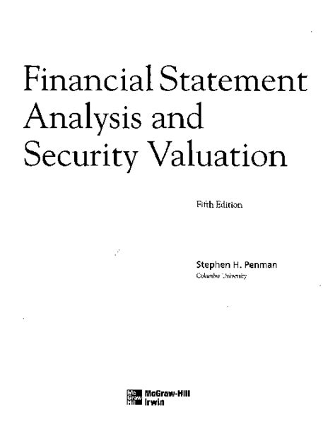 financial statement analysis and security valuation 4ed pdf PDF