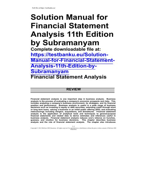 financial statement analysis solution manual Reader