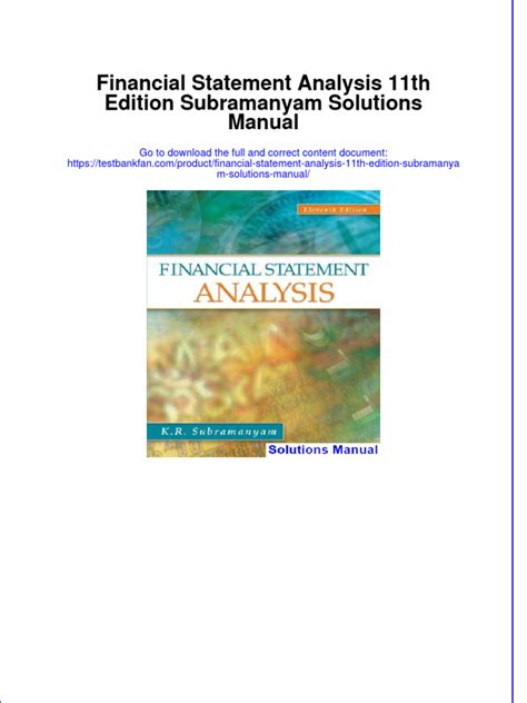 financial statement analysis subramanyam solutions Epub