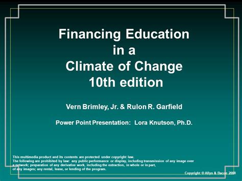 financing education in a climate of change 10th edition Epub