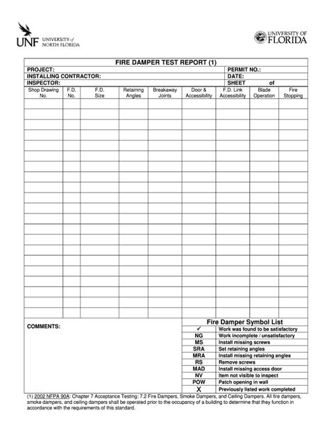 fire damper inspection checklist PDF