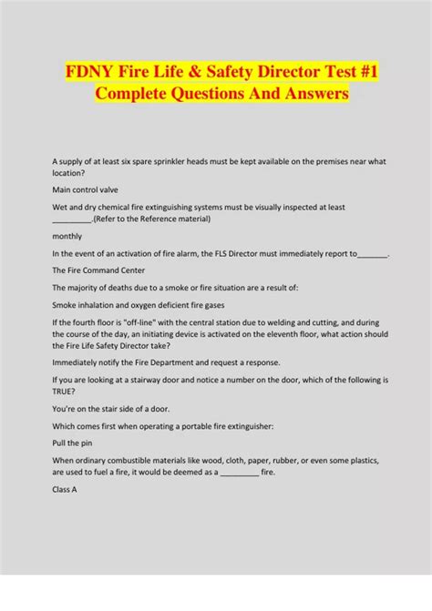 fire safety director study guide pdf Doc