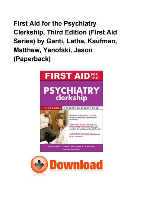 first aid for the psychiatry clerkship third edition pdf Epub