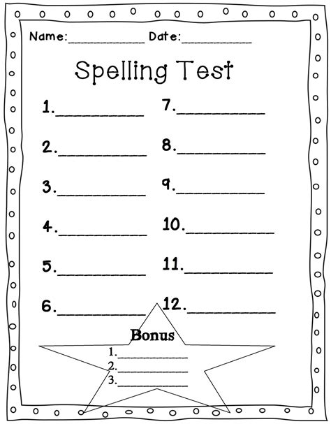 first grade spelling test paper Epub