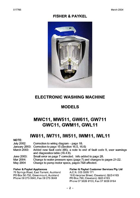 fisher paykel iw gw mw lw series service manual user guide Doc