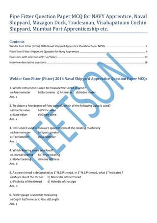 fitter apprentice question paper Doc