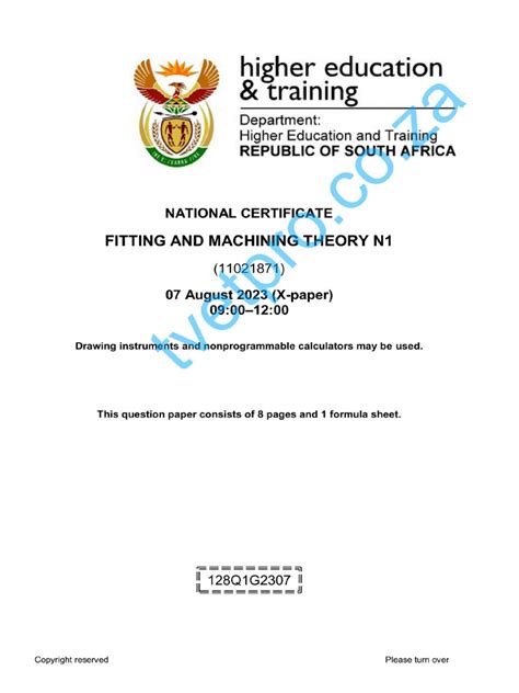 fitting and machining n1 question papers download Reader