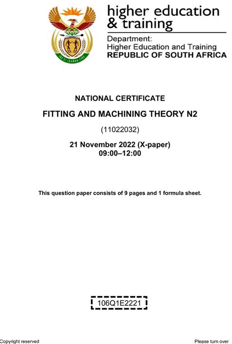 fitting and machining n2 question papers and memo Reader