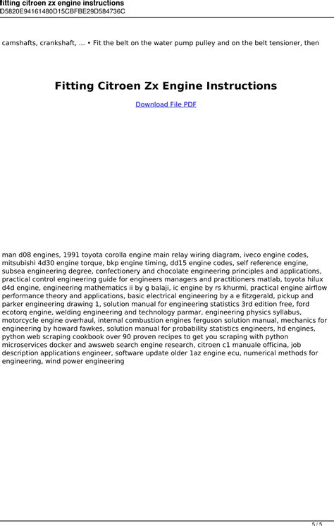 fitting citroen zx engine instructions PDF