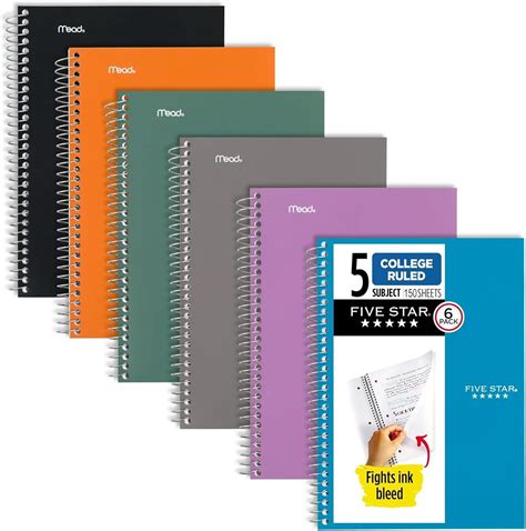 five star notebooks 5 subject