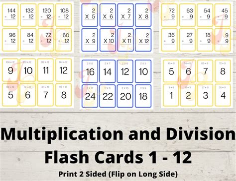 flash cards multiplication and division PDF