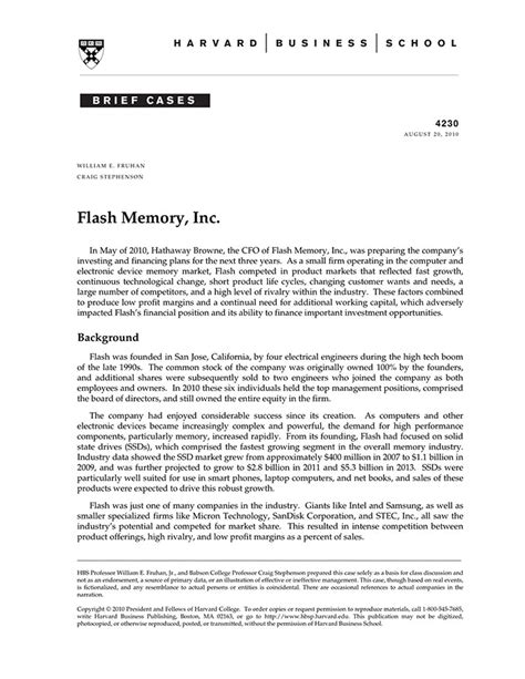 flash memory inc harvard case solution Doc