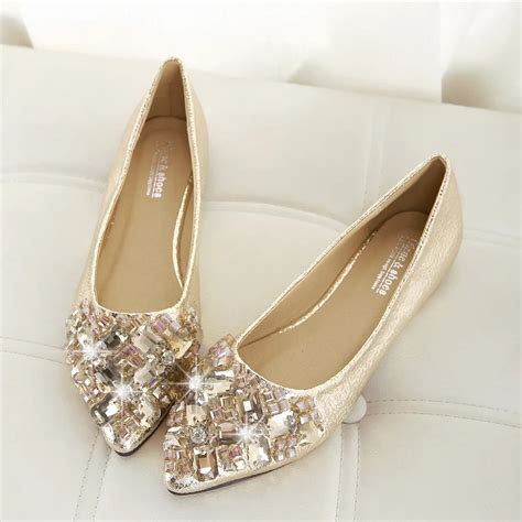 flat wedding shoes gold